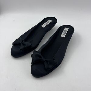 Vintage Zapetti Satin Shoe Slipper Black Size 6 Vintage Slight Wedge Bow